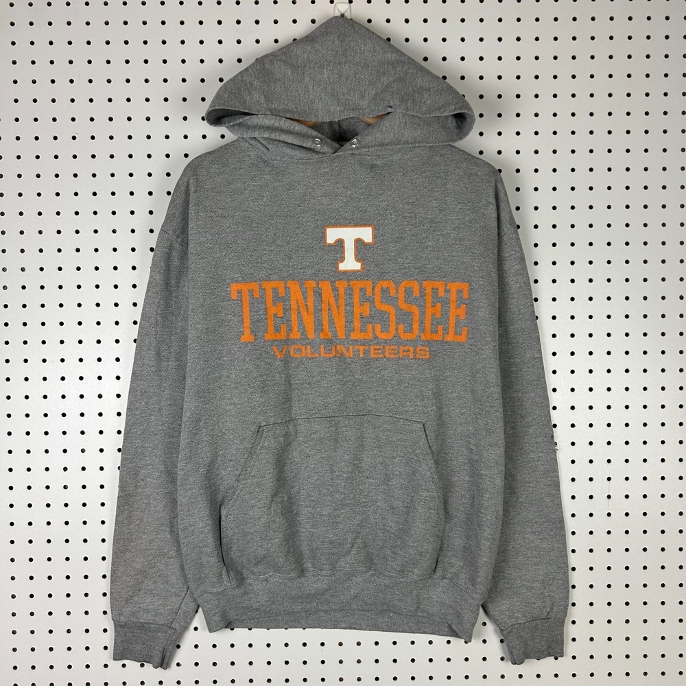 Tennessee Vols Y2K Hoodie Medium Gray Sweatshirt Jerzees Orange Volunteers